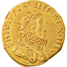 Moneta, DEPARTAMENTY WŁOSKIE, Philip IV, Quadruple, Milan, AU(55-58), Złoto