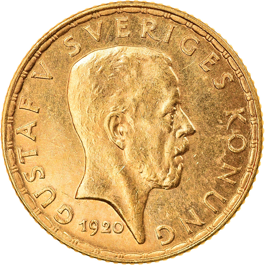 Moneta, Svezia, Gustaf V, 5 Kronor, 1920, SPL, Oro, KM:797