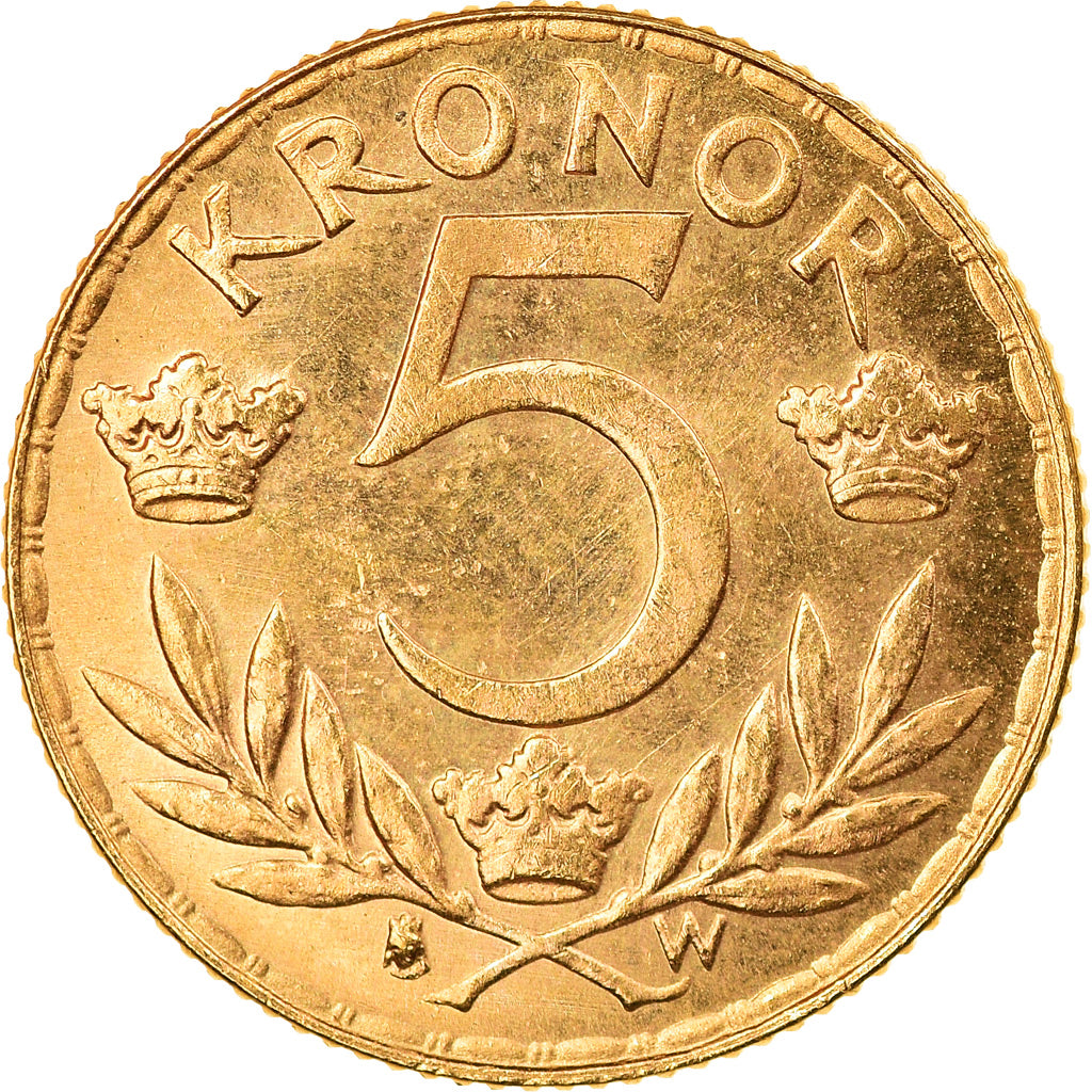 Moneta, Svezia, Gustaf V, 5 Kronor, 1920, SPL, Oro, KM:797