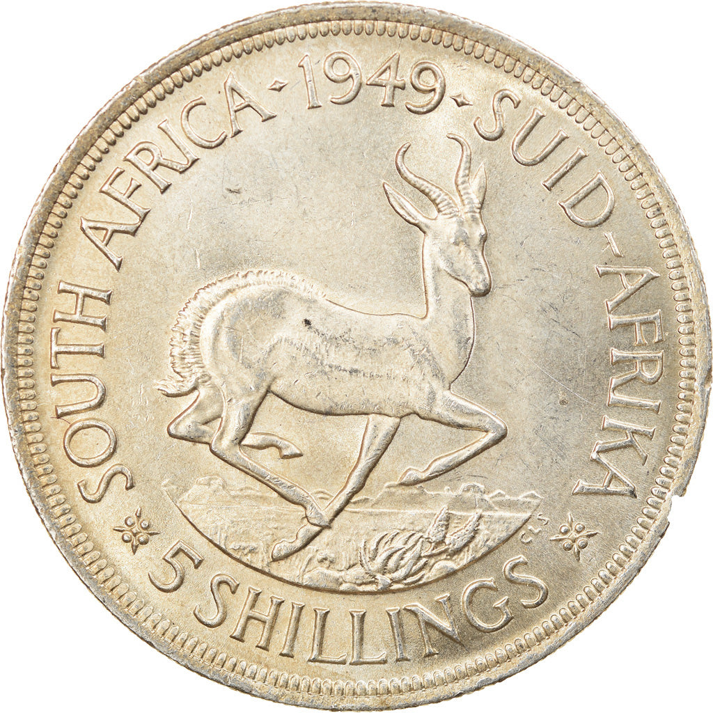 Coin, South Africa, George VI, 5 Shillings, 1949, MS(63), Silver, KM:40.1