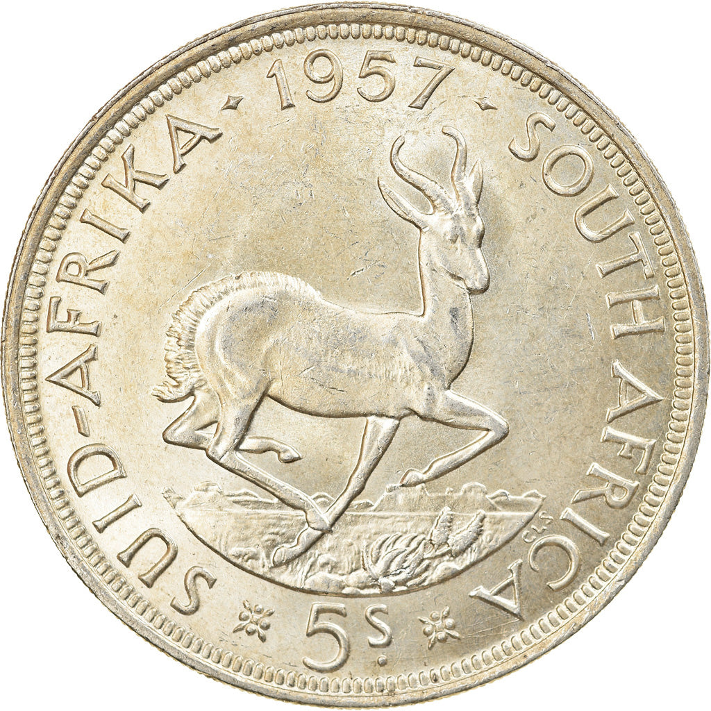 Monnaie, Afrique du Sud, Elizabeth II, 5 Shillings, 1957, SPL, Argent, KM:52