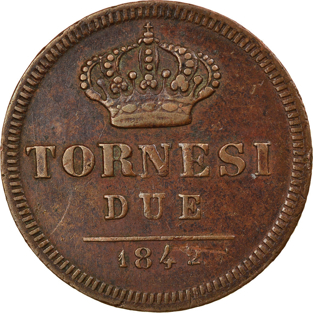 Munten, Italiaanse staten, NAPLES, Ferdinando II, 2 Tornesi, 1842, Naples, ZF