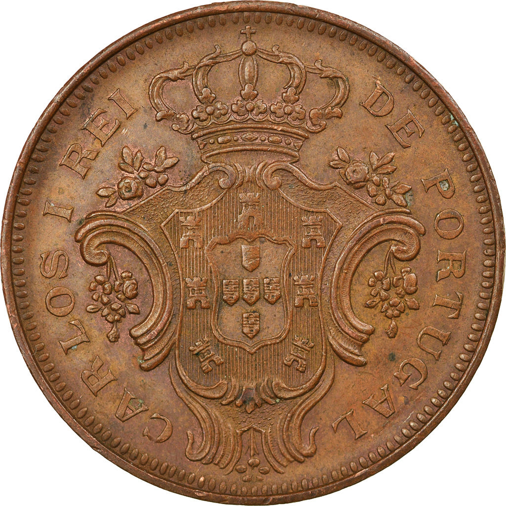 Coin, Azores, 10 Reis, 1901, AU(55-58), Copper, KM:17