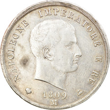 Monnaie, États italiens, KINGDOM OF NAPOLEON, Napoleon I, 5 Lire, 1809, Milan