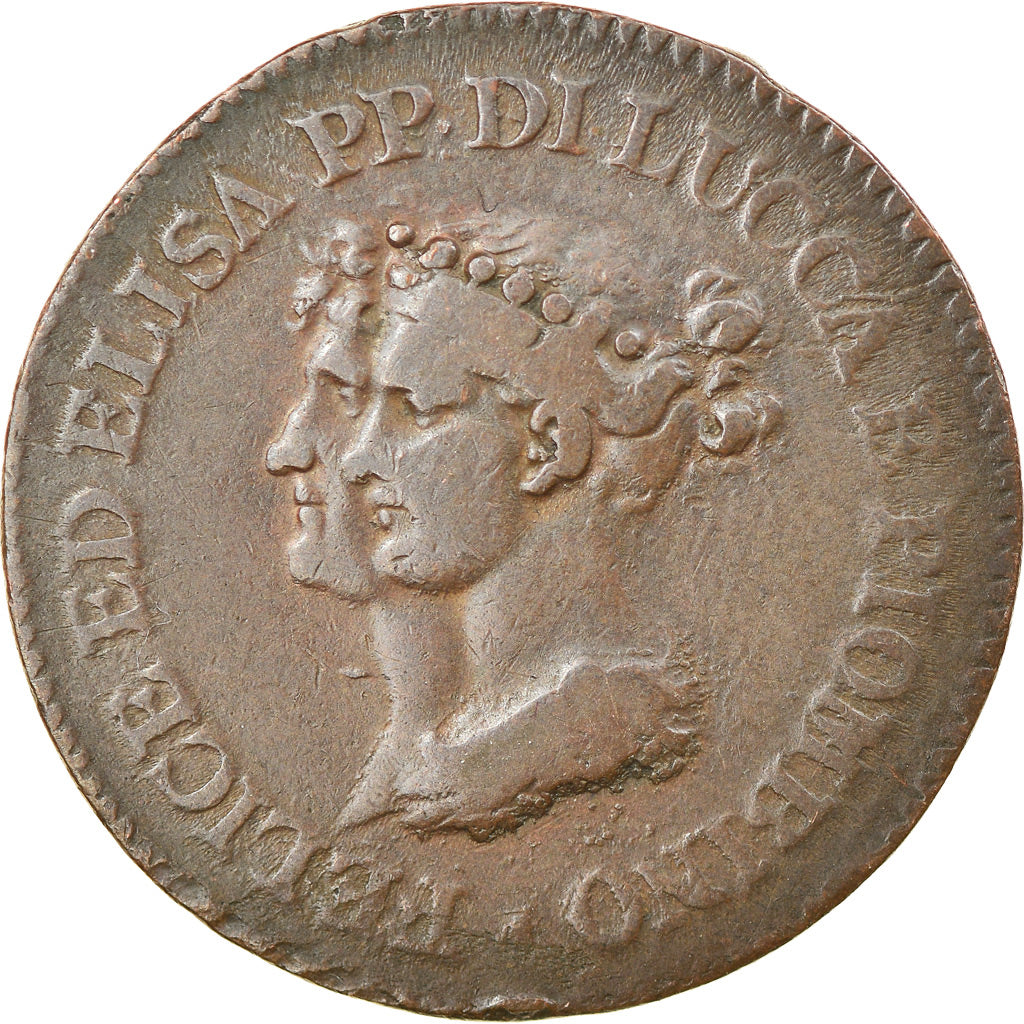 Moneta, DEPARTAMENTY WŁOSKIE, LUCCA, 3 Centesimi, 1806, Firenze, EF(40-45)