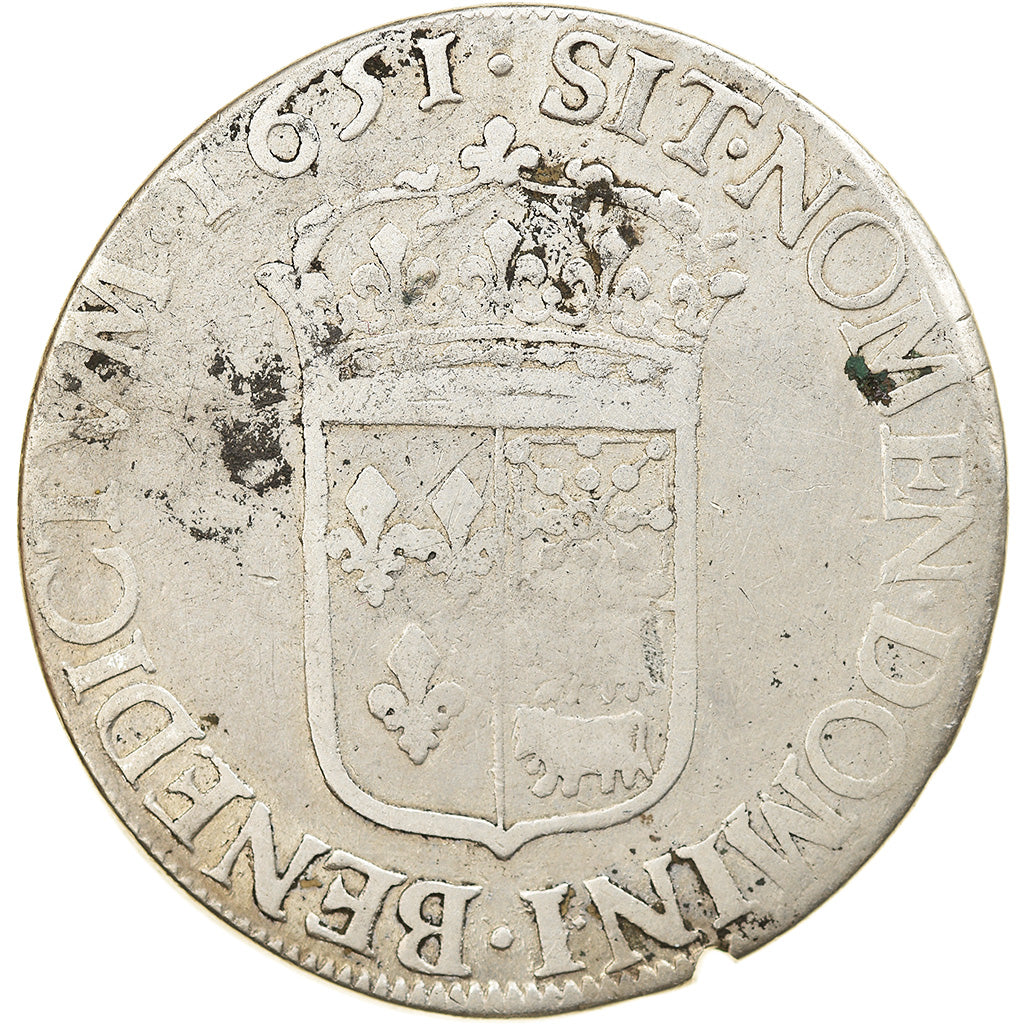 Coin, France, Louis XIV, Écu de Béarn à la mèche longue, Ecu, 1651, Pau
