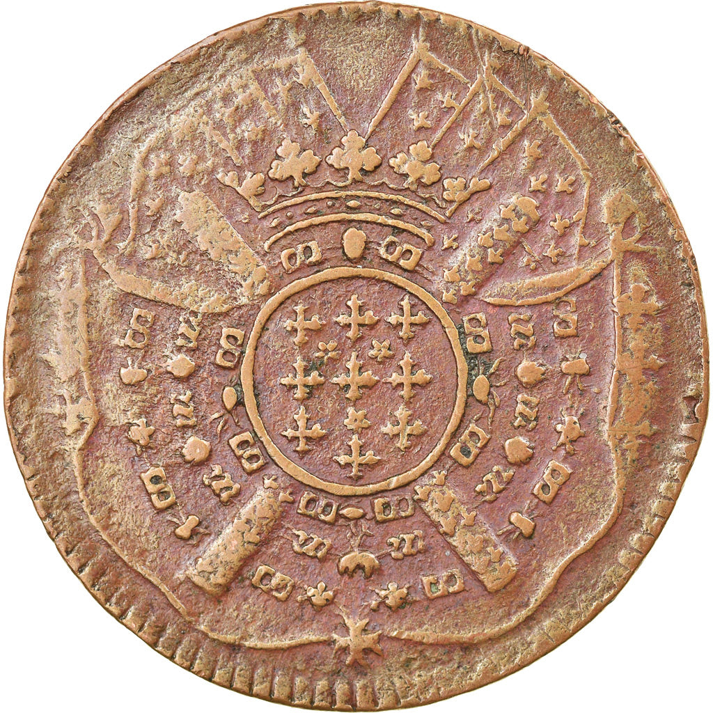 Coin, FRENCH STATES, LILLE, 20 Sols, 1708, Lille, VF(30-35), Copper, KM:7