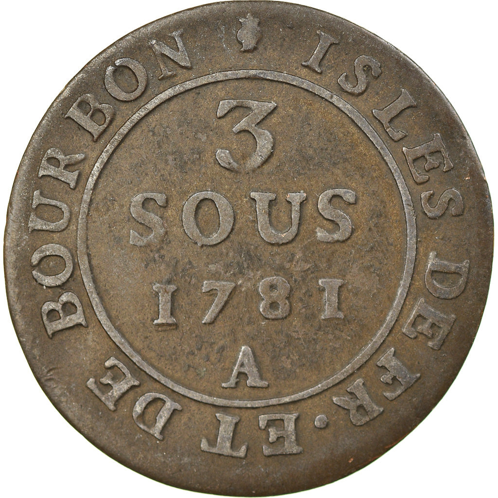 Münze, Réunion, 3 Sous, 1781, Paris, SS, Billon, Lecompte:8