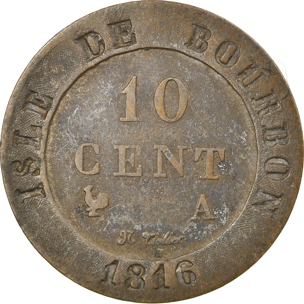 Moneda, Colonia general, 10 Centimes, 1816, Paris, MBC, Vellón, Lecompte:26