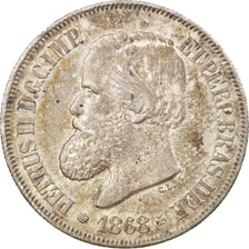 Coin, Brazil, Pedro II, 500 Reis, 1868, MS(60-62), Silver, KM:472