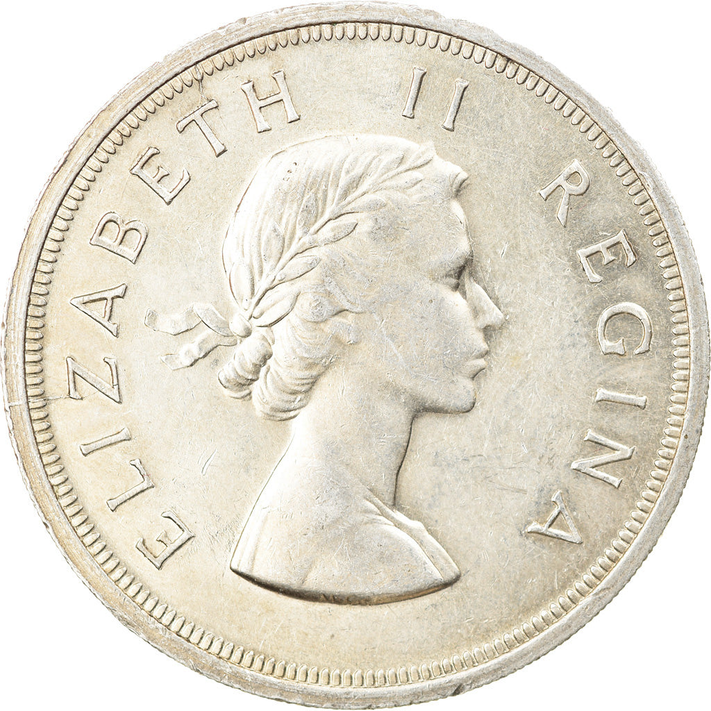 Coin, South Africa, Elizabeth II, 5 Shillings, 1958, MS(63), Silver, KM:52