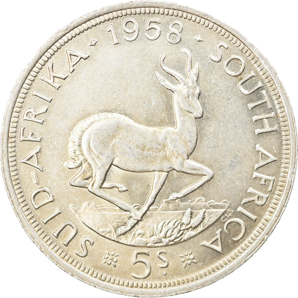 Coin, South Africa, Elizabeth II, 5 Shillings, 1958, MS(63), Silver, KM:52