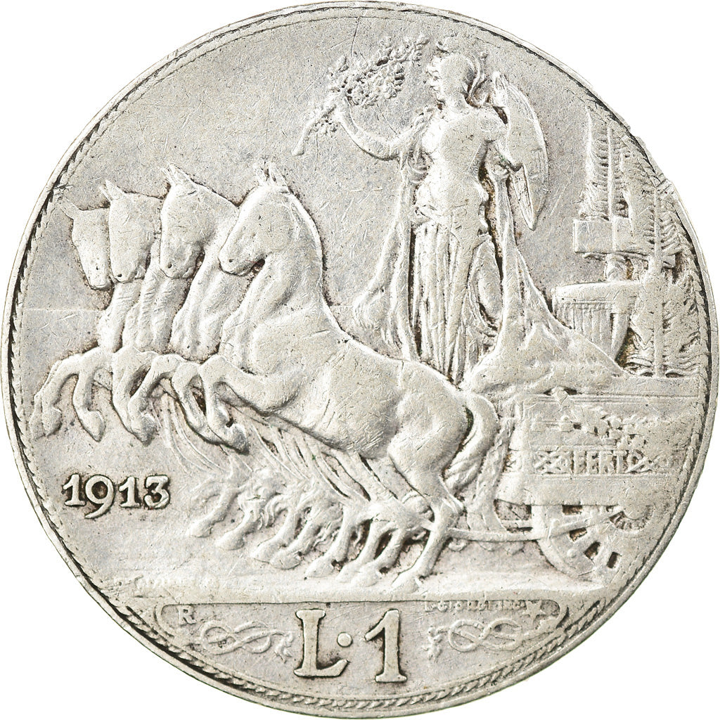 Moneda, Italia, Vittorio Emanuele III, Lira, 1913, Rome, BC+, Plata, KM:45