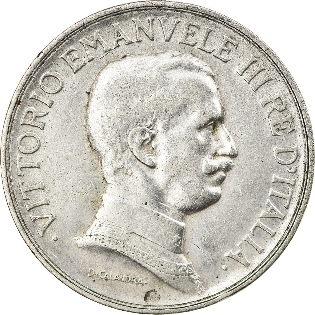 Coin, Italy, Vittorio Emanuele III, Lira, 1917, Rome, VF(30-35), Silver, KM:57