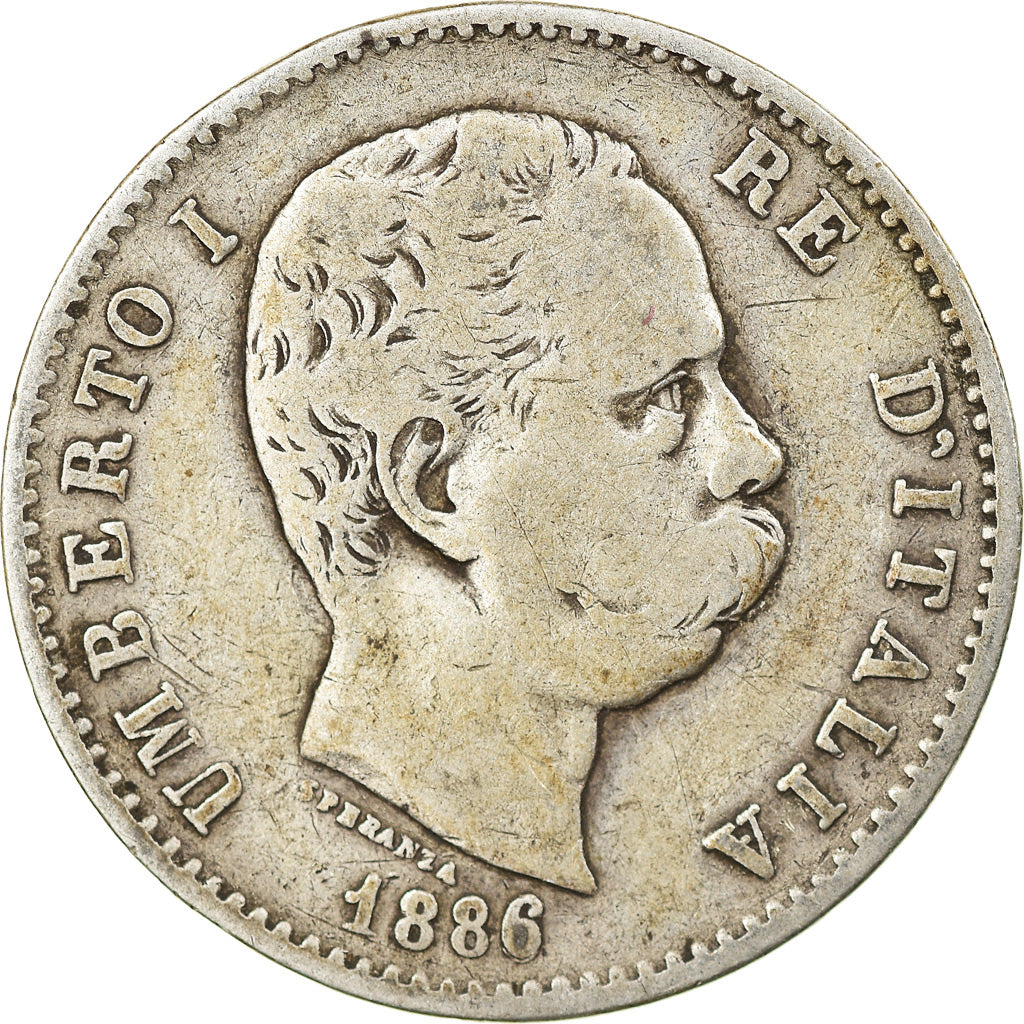 Munten, Italië, Umberto I, Lira, 1886, Rome, ZG+, Zilver, KM:24.1