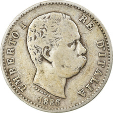 Munten, Italië, Umberto I, Lira, 1886, Rome, ZG+, Zilver, KM:24.1