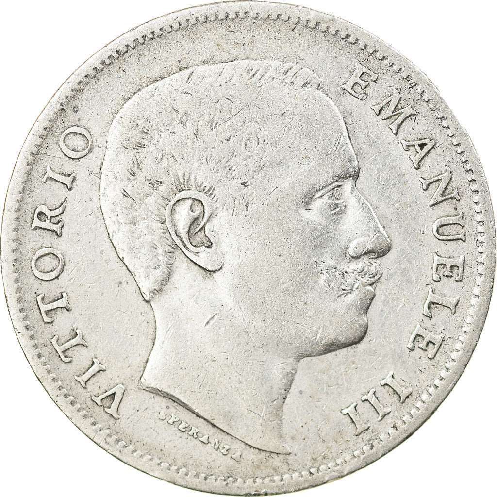 Moneda, Italia, Vittorio Emanuele III, Lira, 1907, Rome, BC+, Plata, KM:32