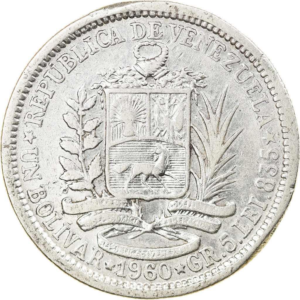 Coin, Venezuela, Bolivar, 1960, AU(50-53), Silver, KM:37a