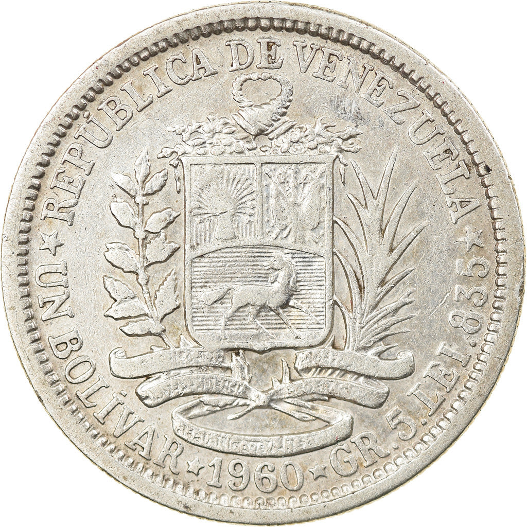 Munten, Venezuela, Bolivar, 1960, ZF+, Zilver, KM:37a