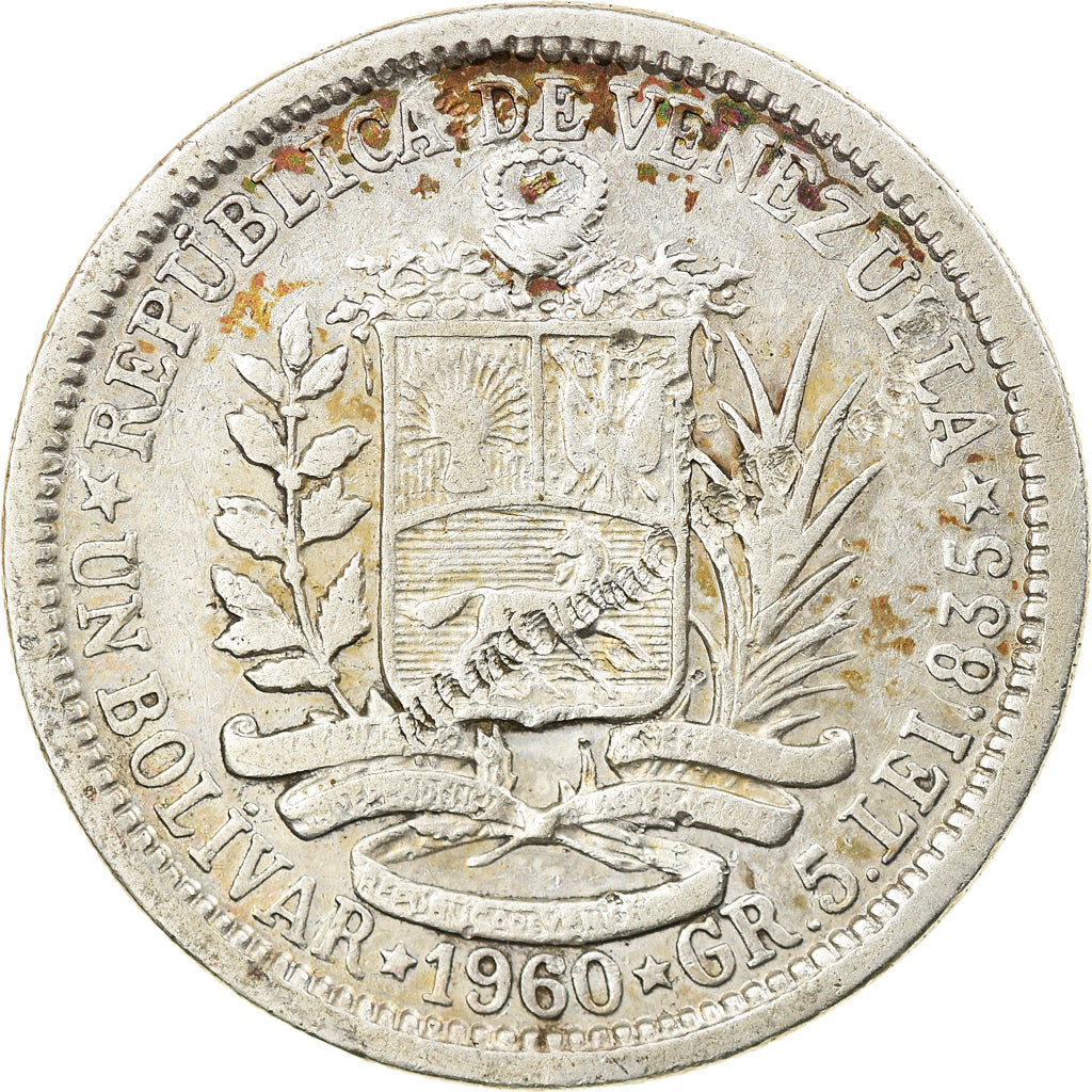 Coin, Venezuela, Bolivar, 1960, AU(50-53), Silver, KM:37a