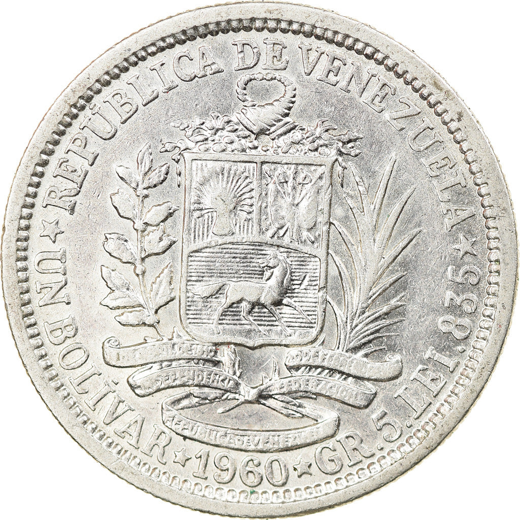 Moneda, Venezuela, Bolivar, 1960, EBC, Plata, KM:37a