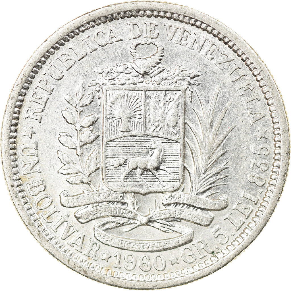 Coin, Venezuela, Bolivar, 1960, AU(55-58), Silver, KM:37a