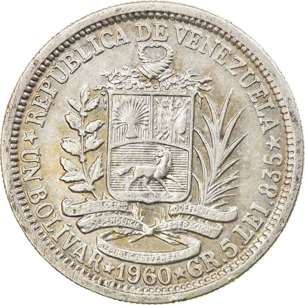 Monnaie, Venezuela, Bolivar, 1960, SUP, Argent, KM:37a