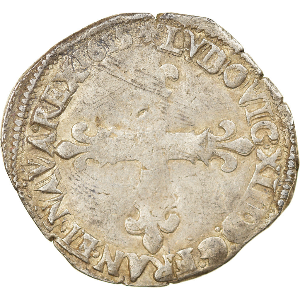 Munten, Frankrijk, Louis XIII, 1/4 Écu à la croix, 1/4 Ecu, 1615, Angers, FR+