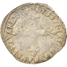 Munten, Frankrijk, Louis XIII, 1/4 Écu à la croix, 1/4 Ecu, 1615, Angers, FR+