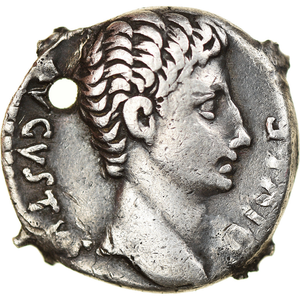 Coin, Augustus, Denarius, 15 BC, Lyon - Lugdunum, Holed, VF(20-25), Silver