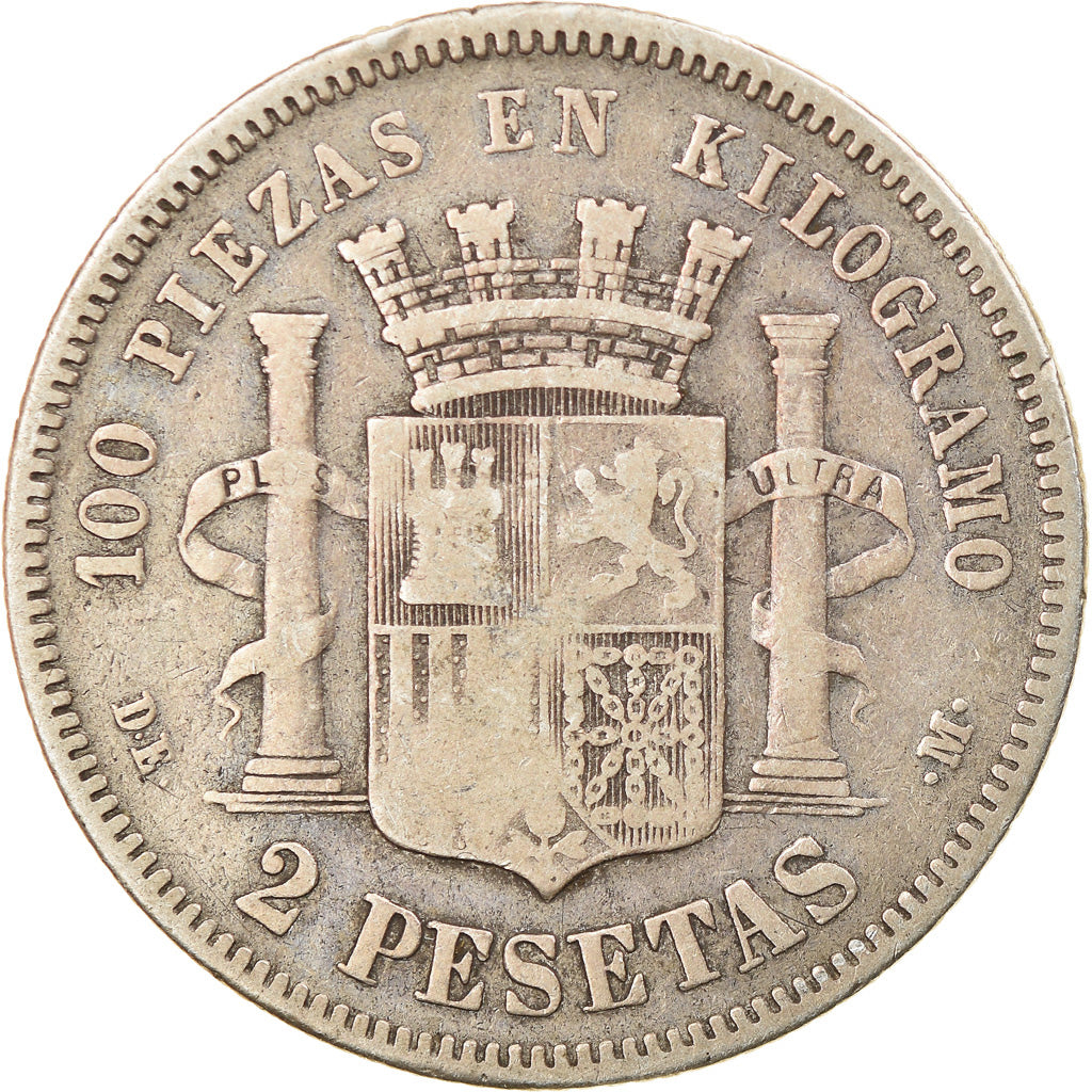 Coin, Spain, Provisional Government, 2 Pesetas, 1870 (74), Madrid, VF(30-35)