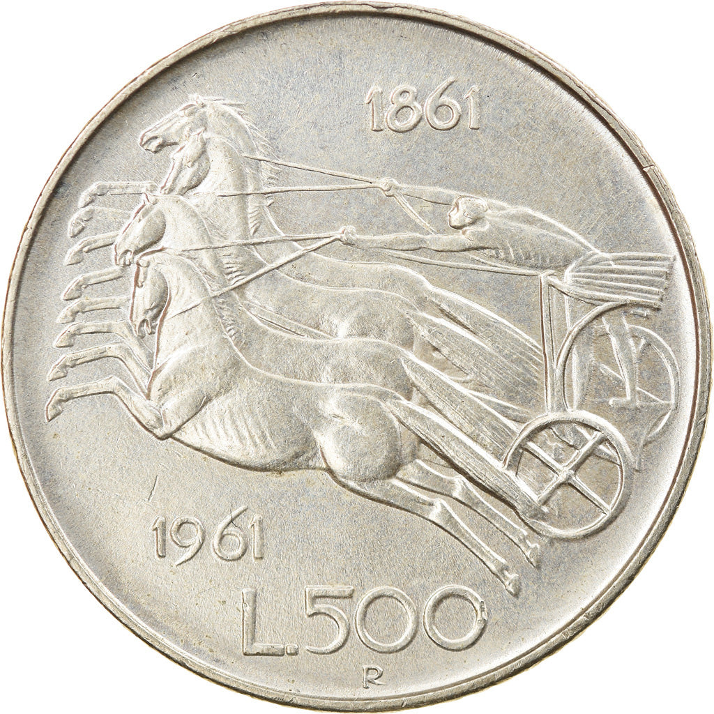 Coin, Italy, 500 Lire, 1961, Rome, AU(55-58), Silver, KM:99