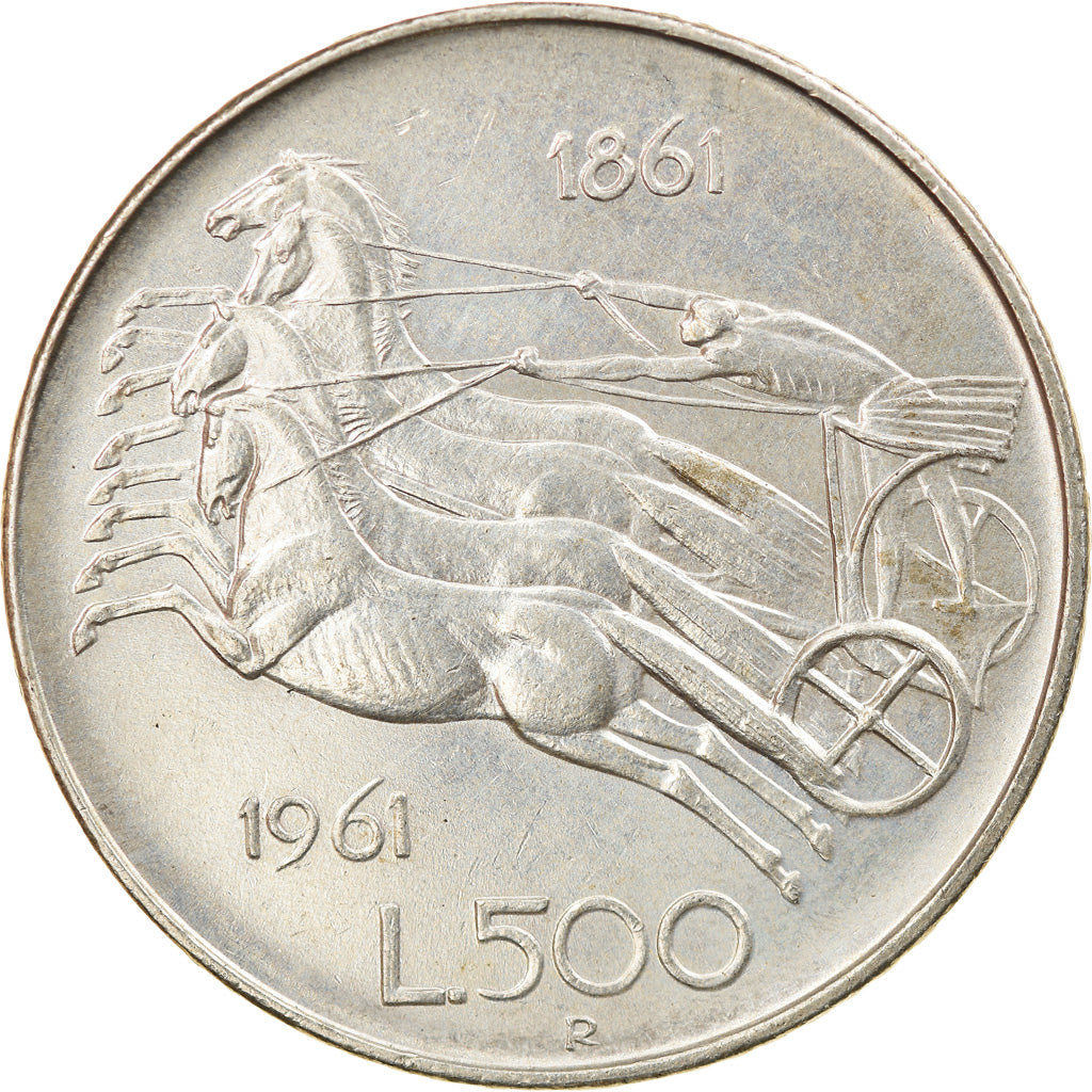 Coin, Italy, 500 Lire, 1961, Rome, AU(55-58), Silver, KM:99