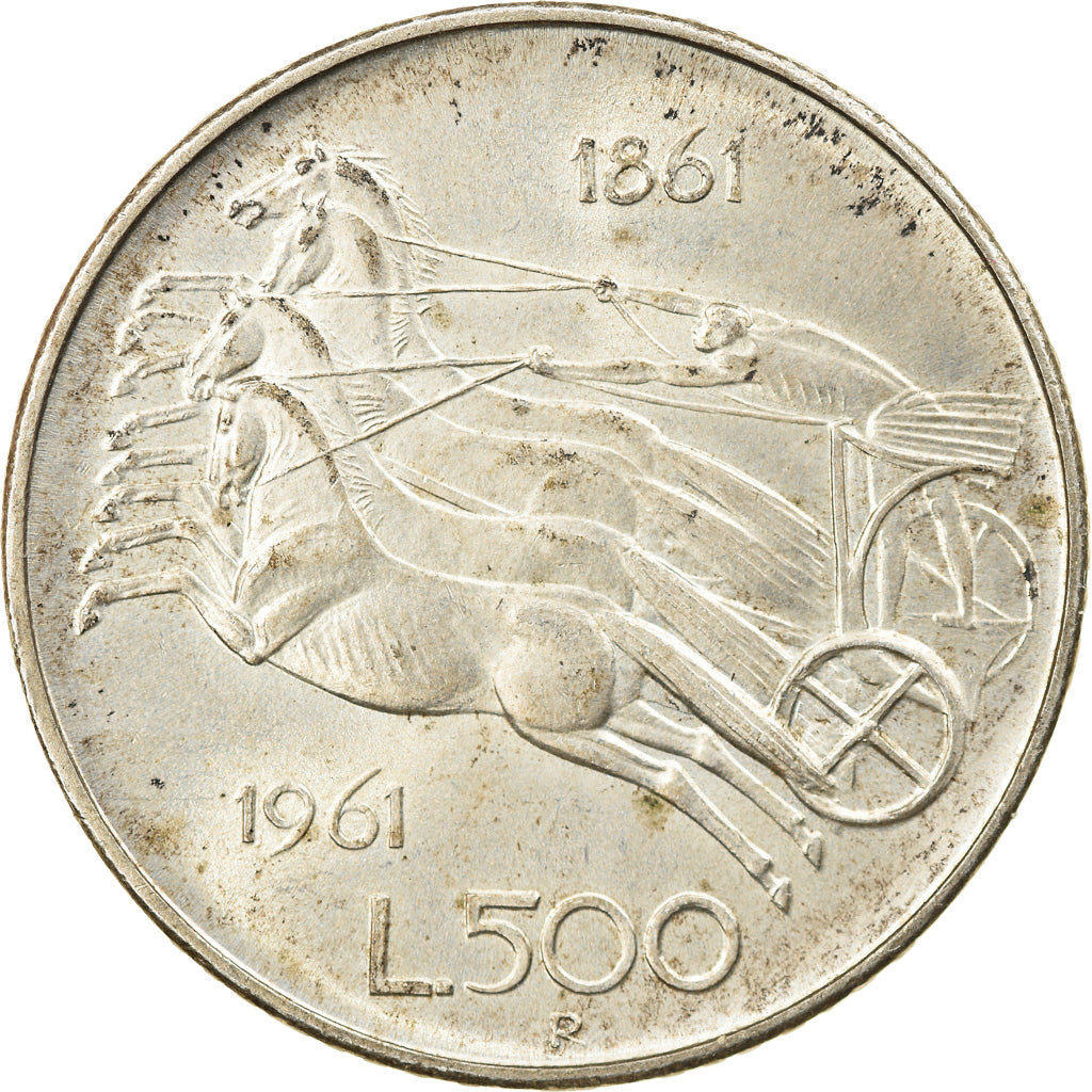 Coin, Italy, 500 Lire, 1961, Rome, AU(55-58), Silver, KM:99