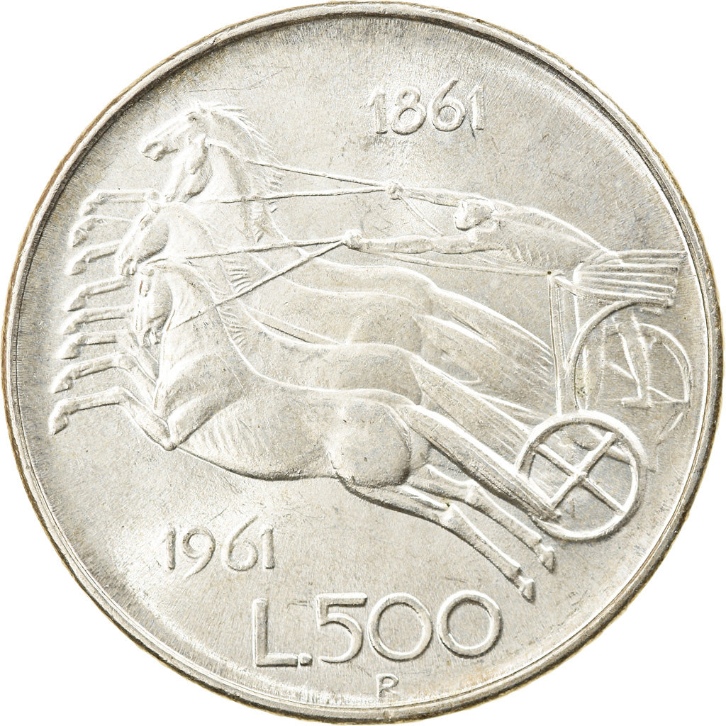 Coin, Italy, 500 Lire, 1961, Rome, AU(55-58), Silver, KM:99