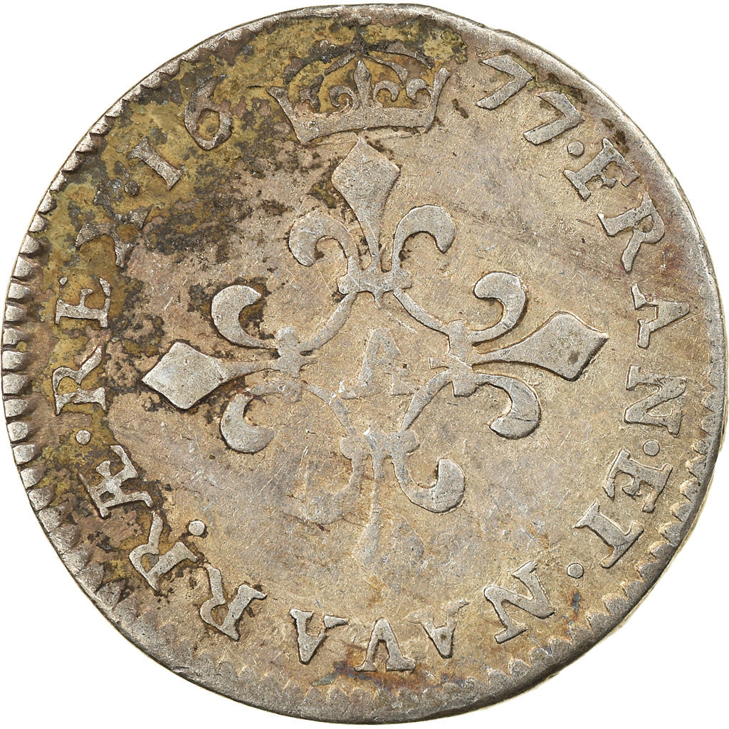 Coin, France, Louis XIV, 4 Sols des Traitants, 1677, Paris, VF(20-25), Silver