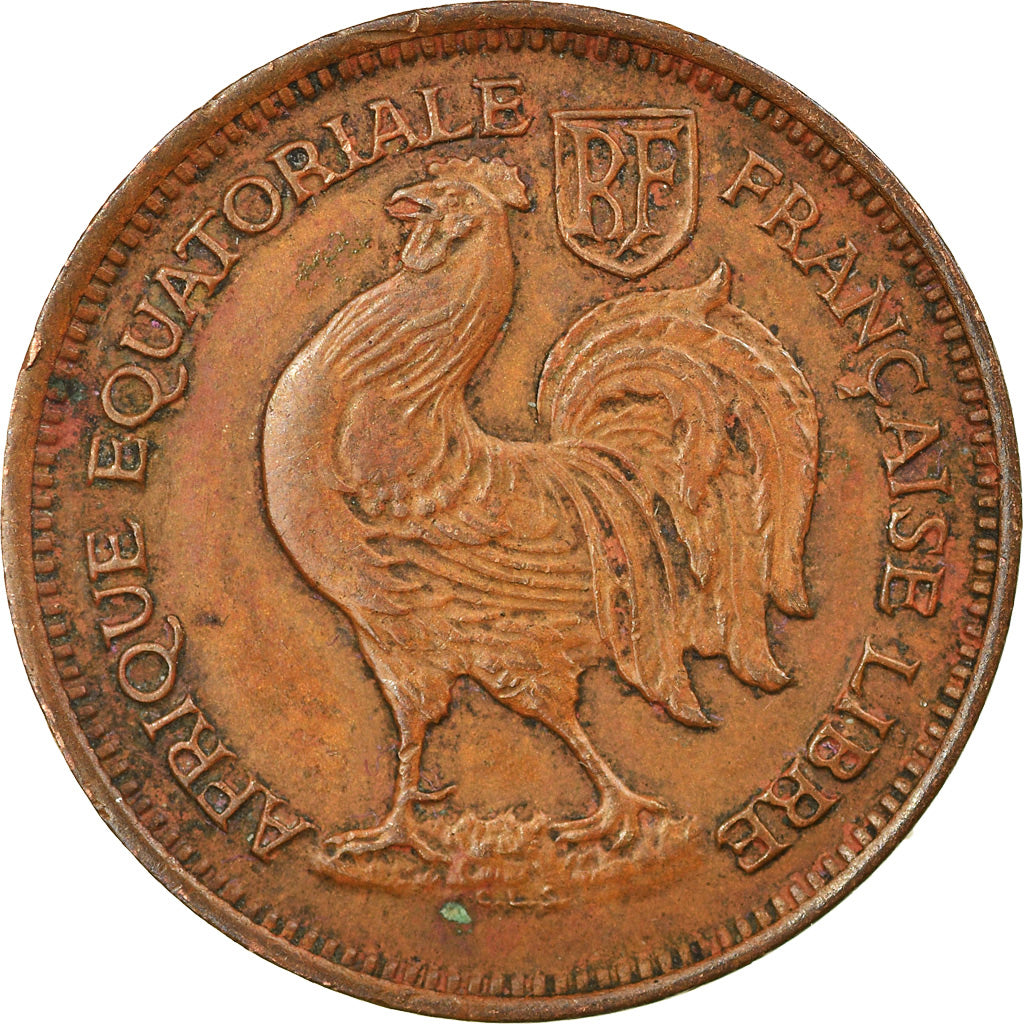 Coin, French Equatorial Africa, 50 Centimes, 1943, Pretoria, EF(40-45), Bronze