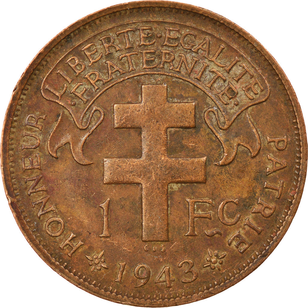 Monnaie, Cameroun, Franc, 1943, Pretoria, TTB, Bronze, KM:5, Lecompte:16