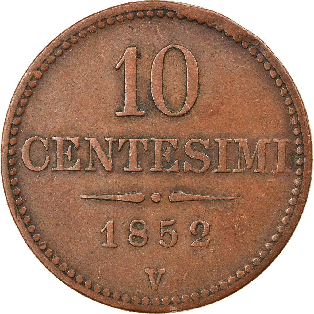Coin, Italy, 10 Centisimi, 1852, Venezia, EF(40-45), Bronze