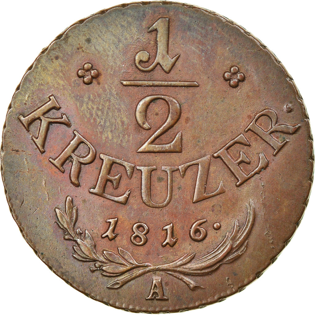 Moneta, Austria, Franz II (I), 1/2 Kreuzer, 1816, Vienna, SPL-, Rame, KM:2110