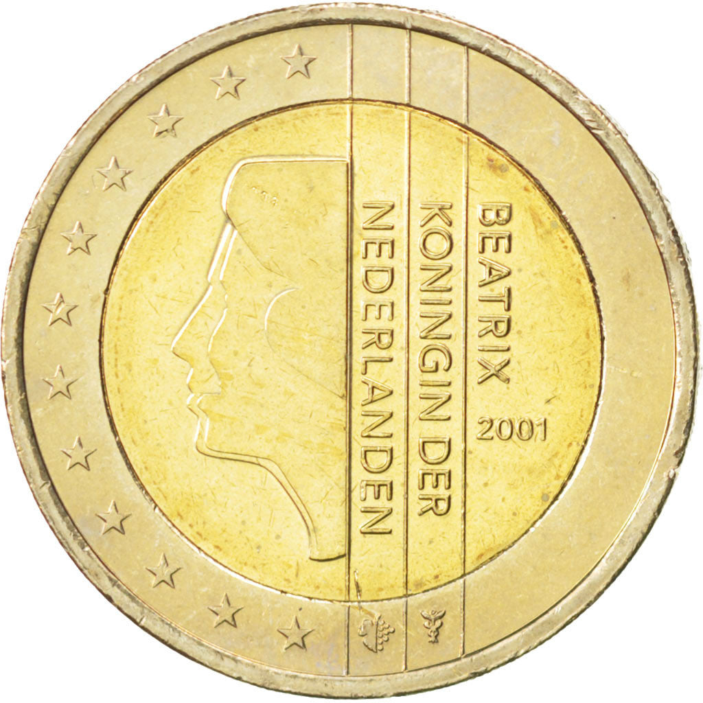 NETHERLANDS, 2 Euro, 2001, Utrecht, KM #241, MS(63), Bi-Metallic, 25.75, 8.47