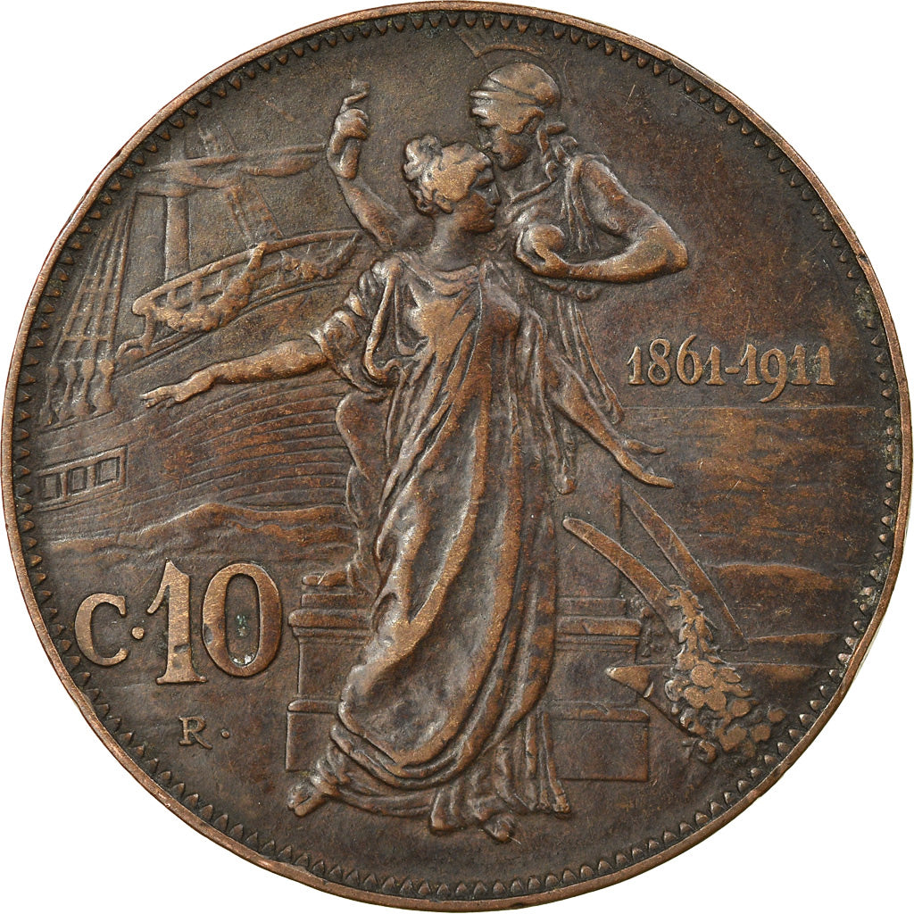 Coin, Italy, Vittorio Emanuele III, 10 Centesimi, 1911, Rome, VF(20-25), Bronze