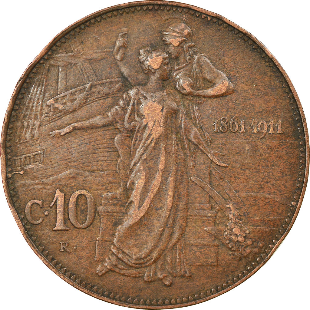 Moeda, Itália, Vittorio Emanuele III, 10 Centesimi, 1911, Rome, EF(40-45)