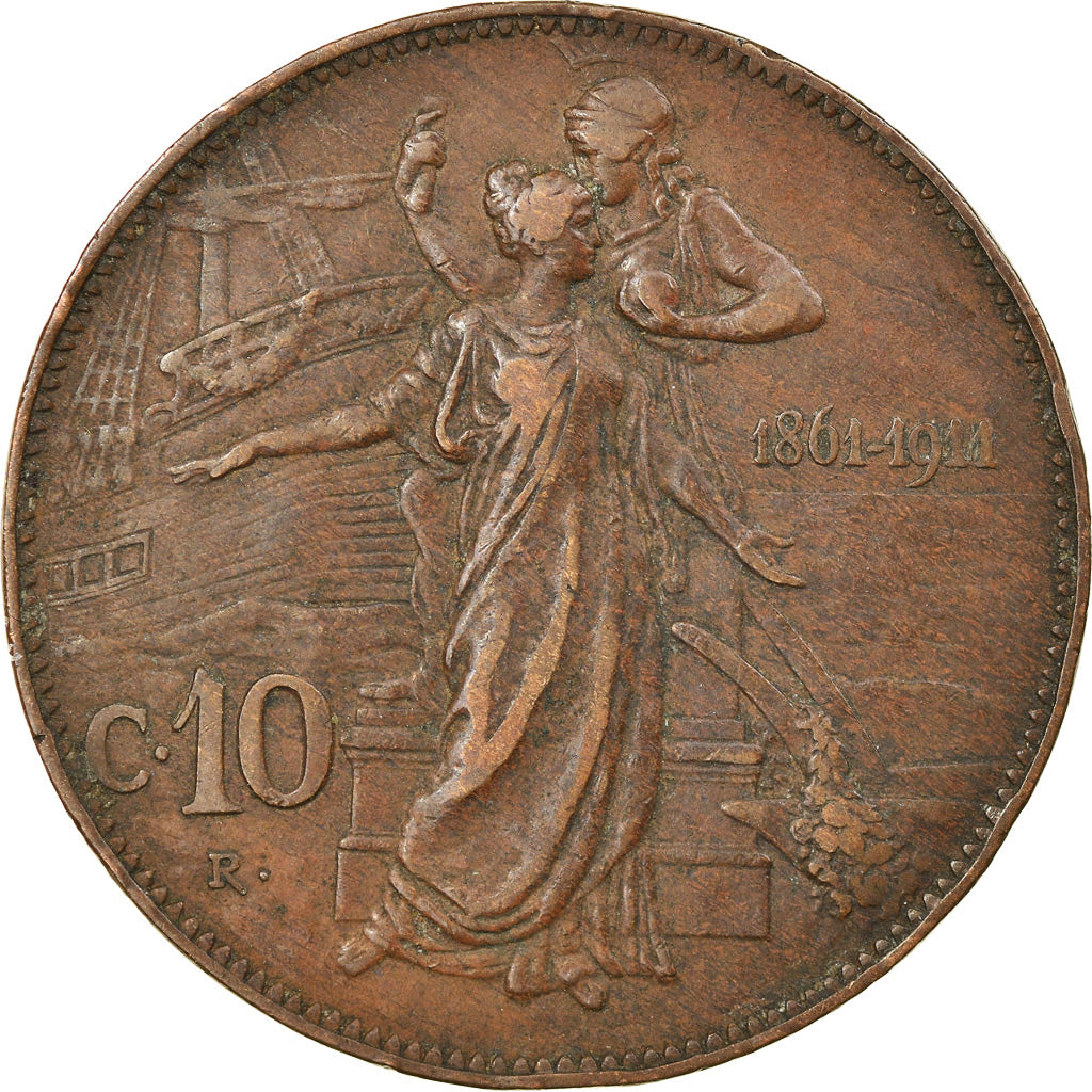 Münze, Italien, Vittorio Emanuele III, 10 Centesimi, 1911, Rome, SS, Bronze
