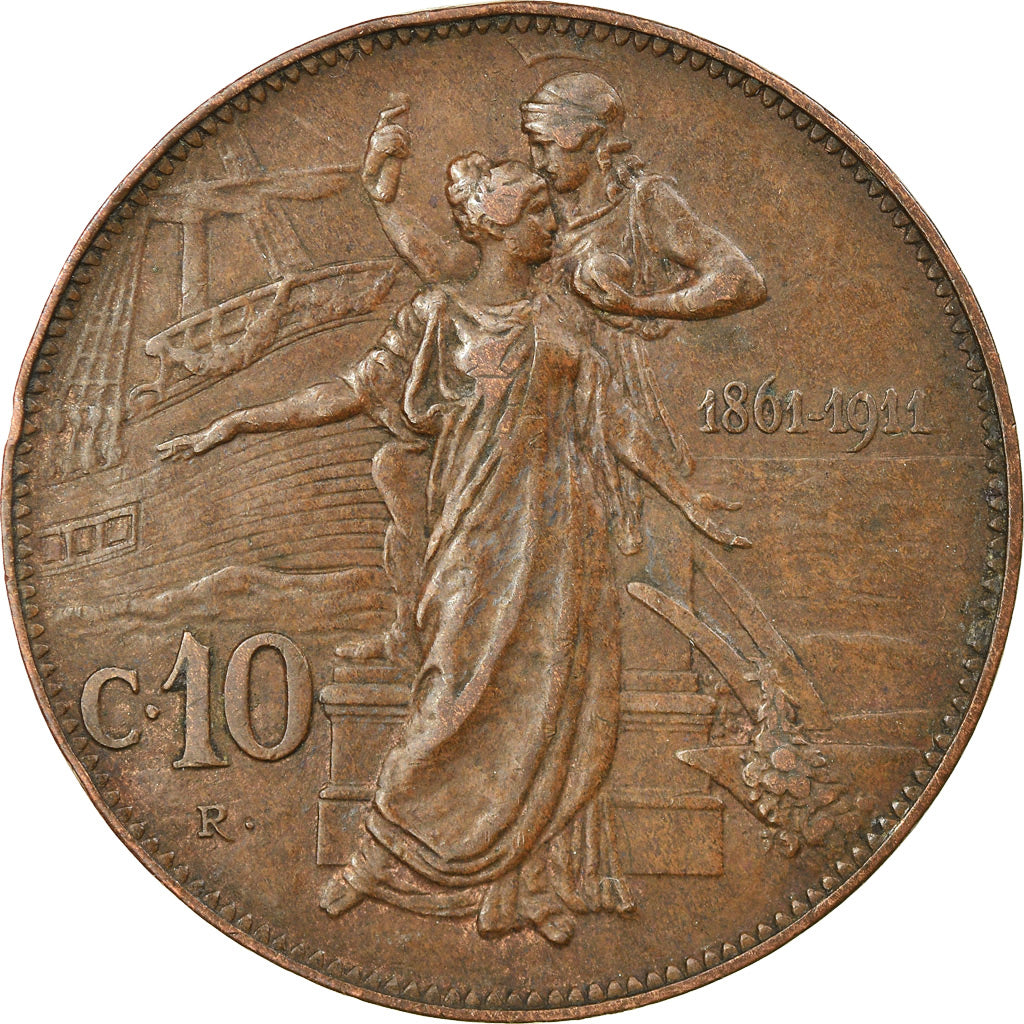 Münze, Italien, Vittorio Emanuele III, 10 Centesimi, 1911, Rome, SS, Bronze