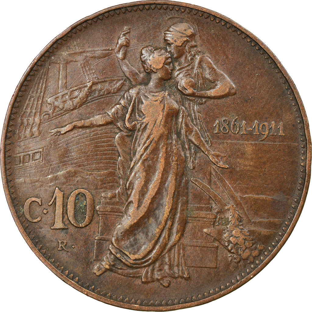 Moneta, Italia, Vittorio Emanuele III, 10 Centesimi, 1911, Rome, BB, Bronzo