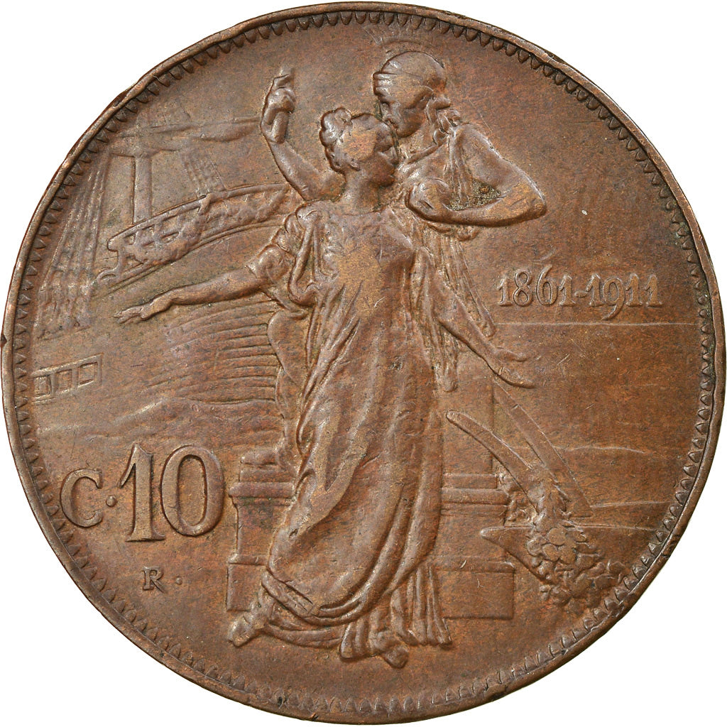 Moeda, Itália, Vittorio Emanuele III, 10 Centesimi, 1911, Rome, EF(40-45)