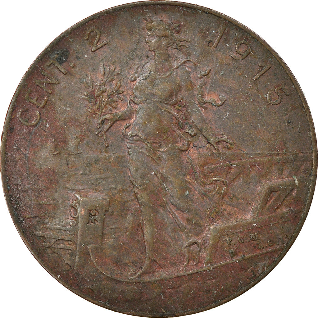 Moneda, Italia, Vittorio Emanuele III, 2 Centesimi, 1915, Rome, BC+, Bronce
