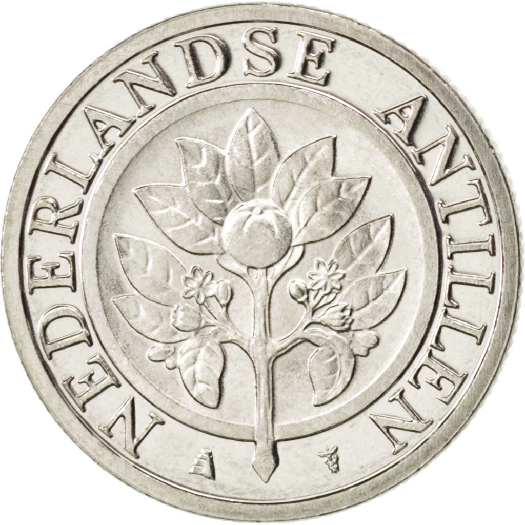 NETHERLANDS ANTILLES, 25 Cents, 2010, KM #35, MS(63), Nickel Bonded Steel,...