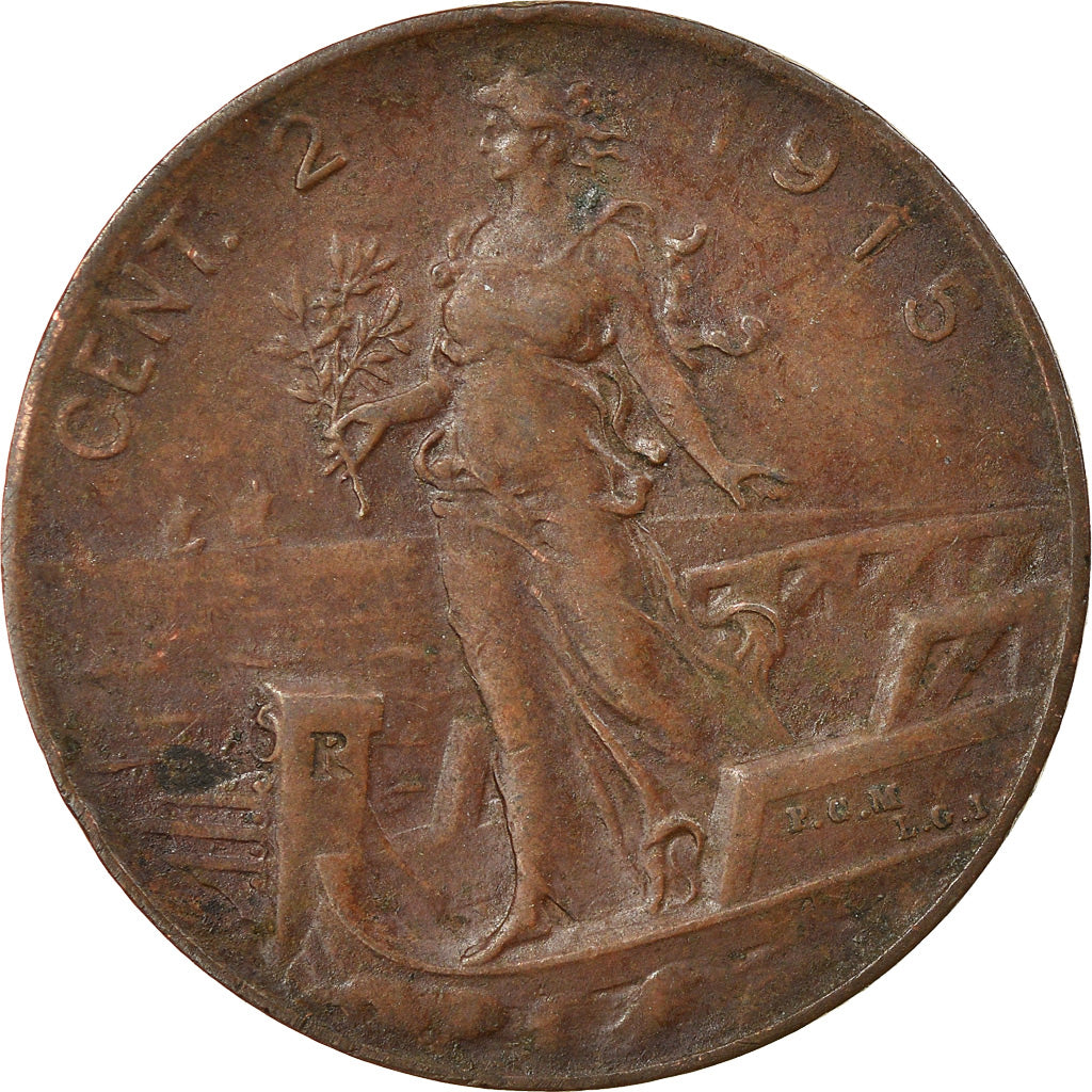 Moneda, Italia, Vittorio Emanuele III, 2 Centesimi, 1915, Rome, MBC+, Bronce